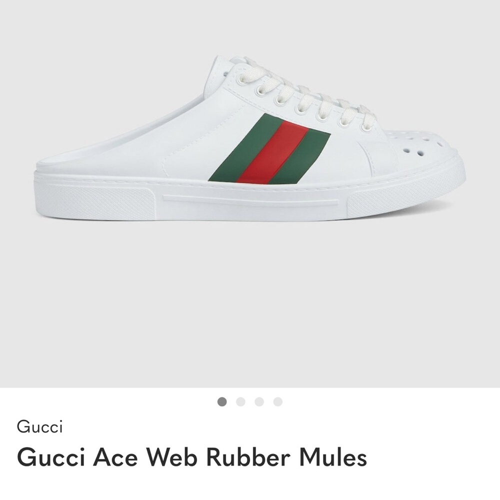 Gucci White Mules with Green and Red Stripe